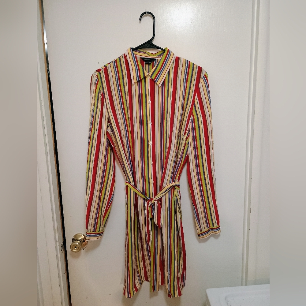 Moda International Vertical Striped Button Down Dress